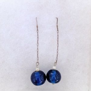 HANDMADE Blue Glass Pearl Drop Earrings